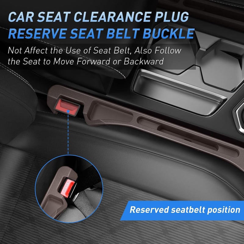 DDTPDE Car Seat Gap Filler 2Pack, Inserts Between Seats Console with Organizer Storage Upgraded Phone Holder Car Side Seat Gap Fillers Cars Front Seats Fill Plug Car Essentials for Vehicle SUV Truck (Brown) - Image 5